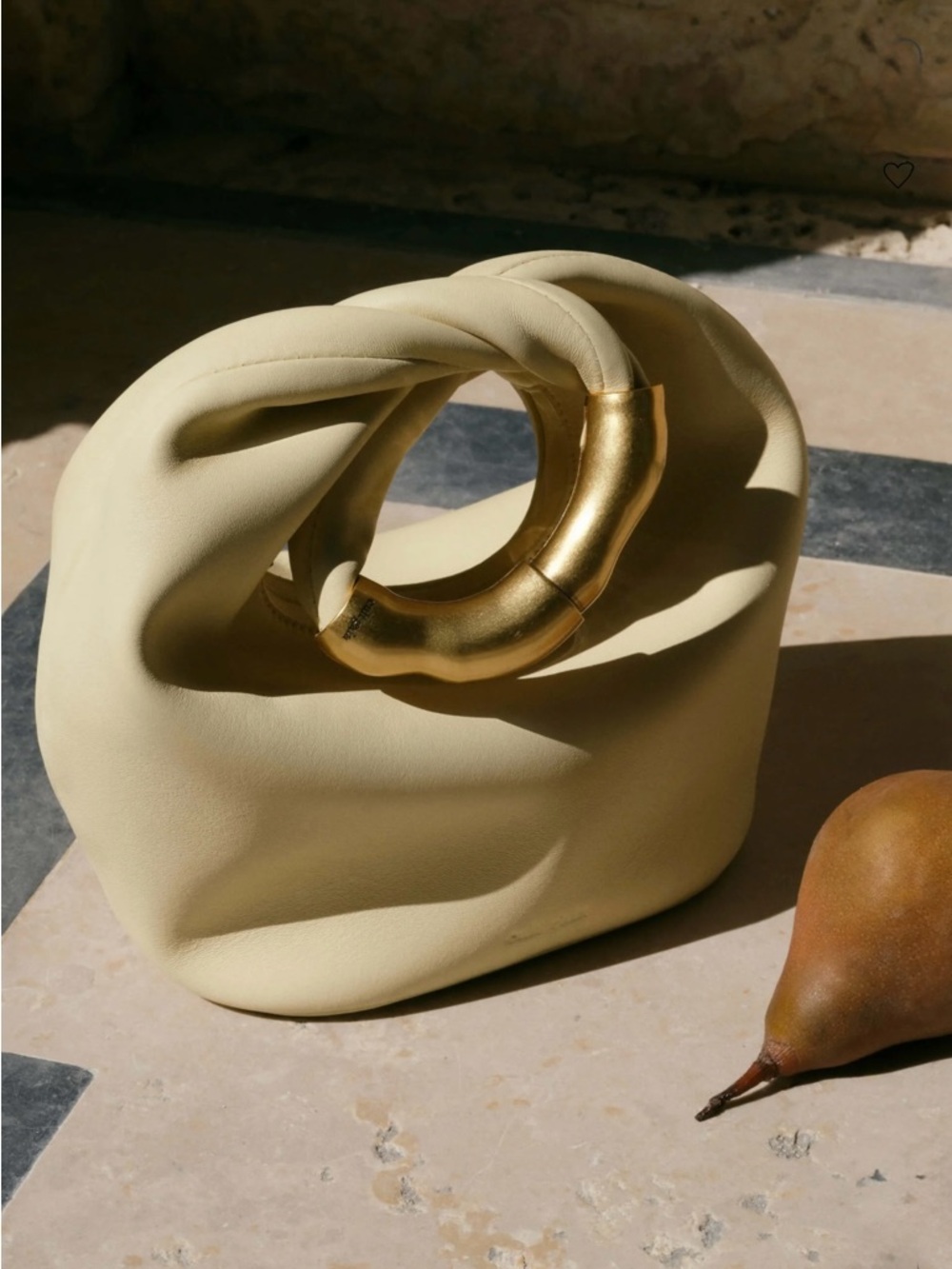 Cult Gaia Meerah Top Handle Bag Sculptural Gold Handle Butter Yellow Leather OS - Picture 4 of 13